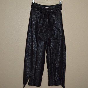 NWOT Sz 4 Hellessy Black Metallic Avedon Tie Waist Drape Panel Pants